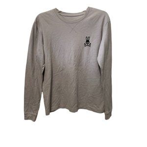 Psycho Bunny Thermal Crewneck Large Logo Waffle Weave Gray Small